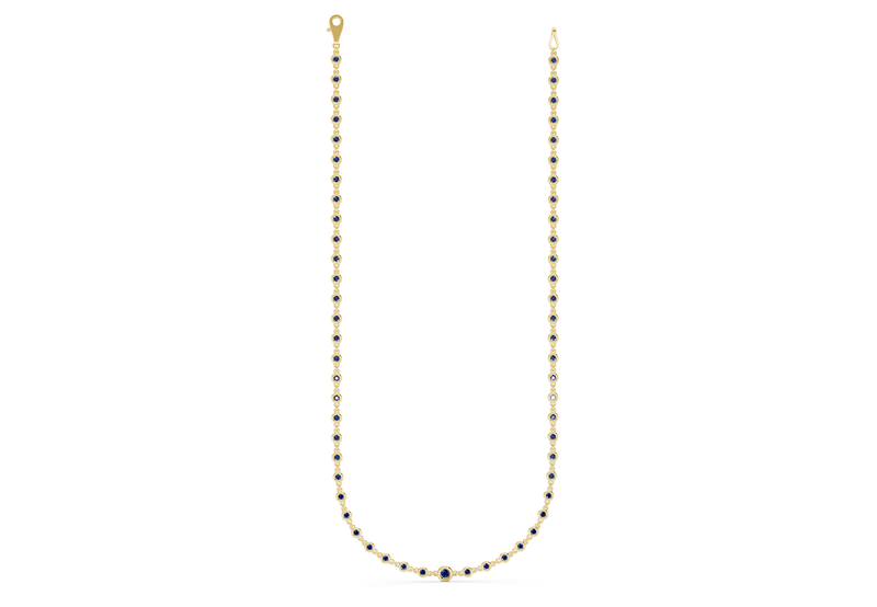 Eternal Sapphire Gemstone Stationed Necklace 2 Carat Total Wt.