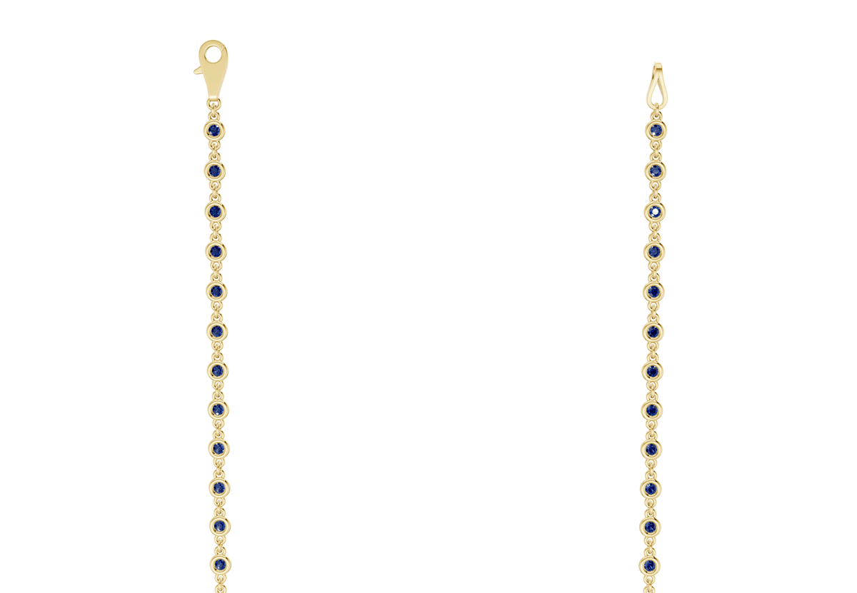 Eternal Sapphire Gemstone Stationed Necklace 2 Carat Total Wt.