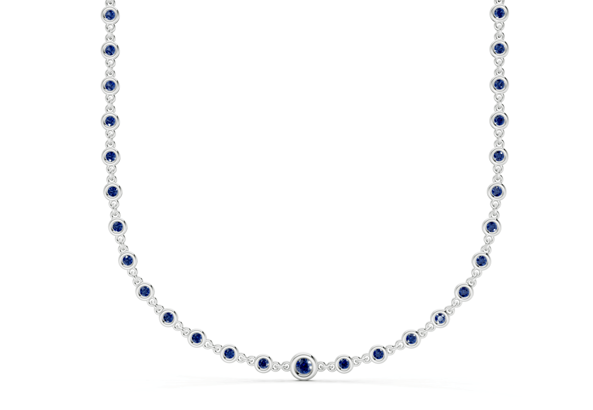Eternal Sapphire Gemstone Stationed Necklace 2 Carat Total Wt.