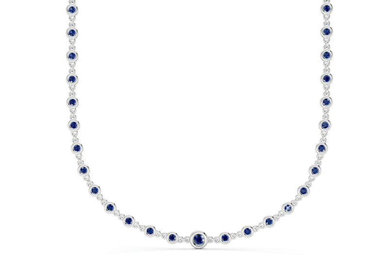 Eternal Sapphire Gemstone Stationed Necklace 2 Carat Total Wt. - Ring Premier