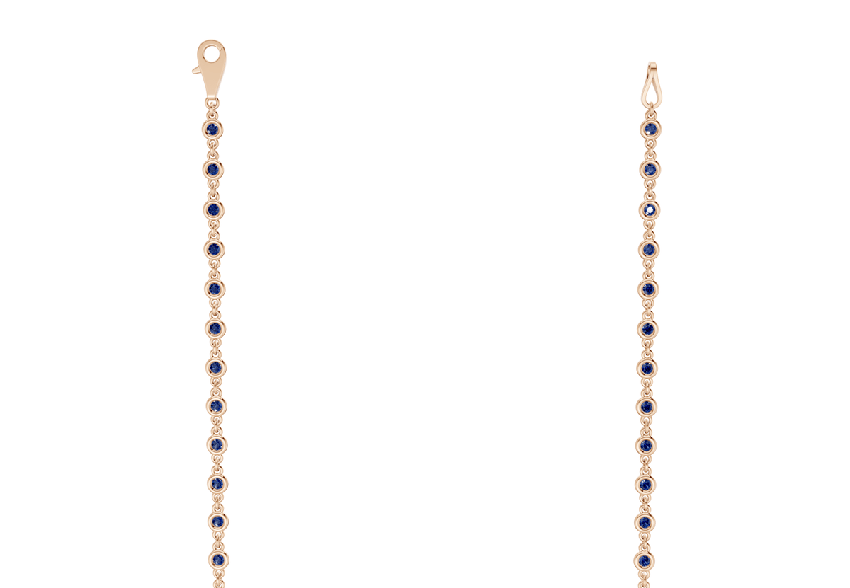 Eternal Sapphire Gemstone Stationed Necklace 2 Carat Total Wt.