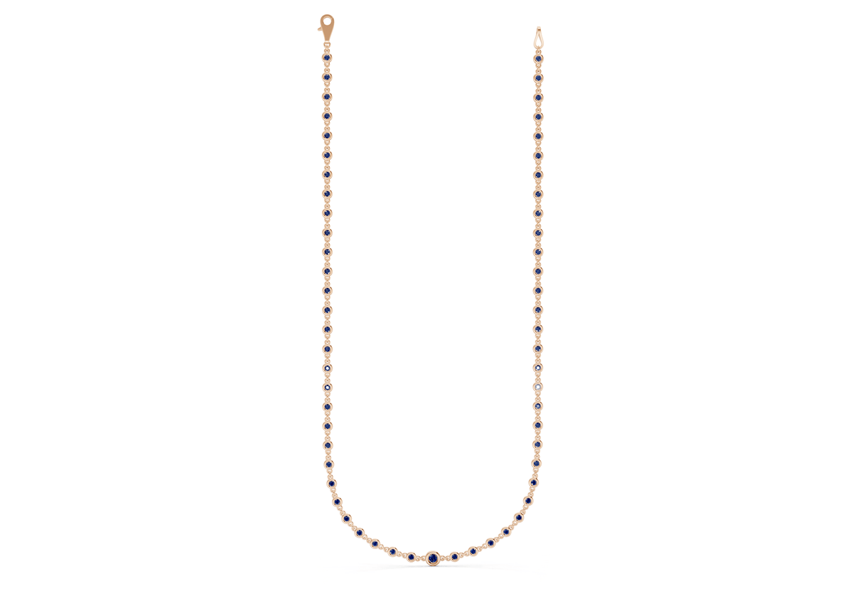 Eternal Sapphire Gemstone Stationed Necklace 2 Carat Total Wt.
