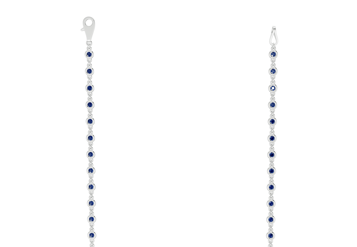 Eternal Sapphire Gemstone Stationed Necklace 2 Carat Total Wt.