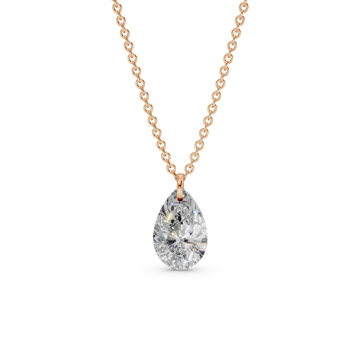 Floating Pear Diamond Necklace