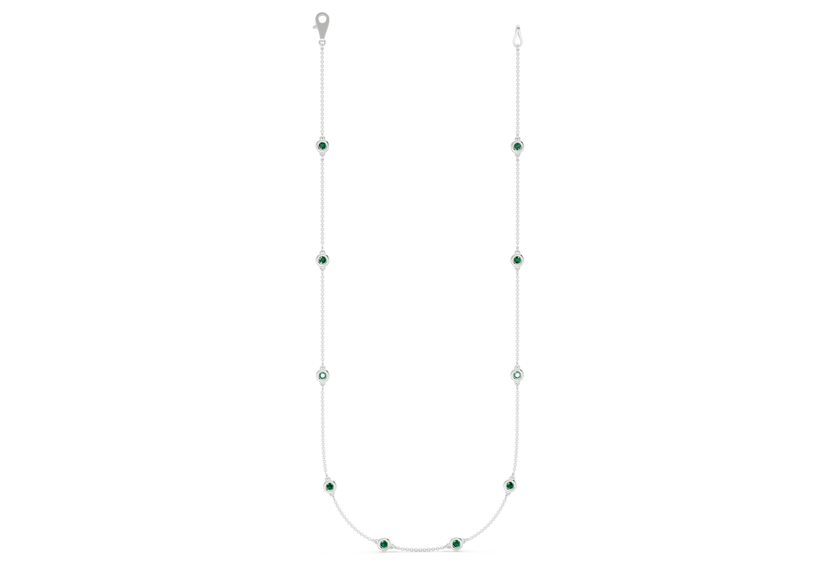 Harmony Emerald Gemstone Stationed Necklace 3½ Carat Total Wt.