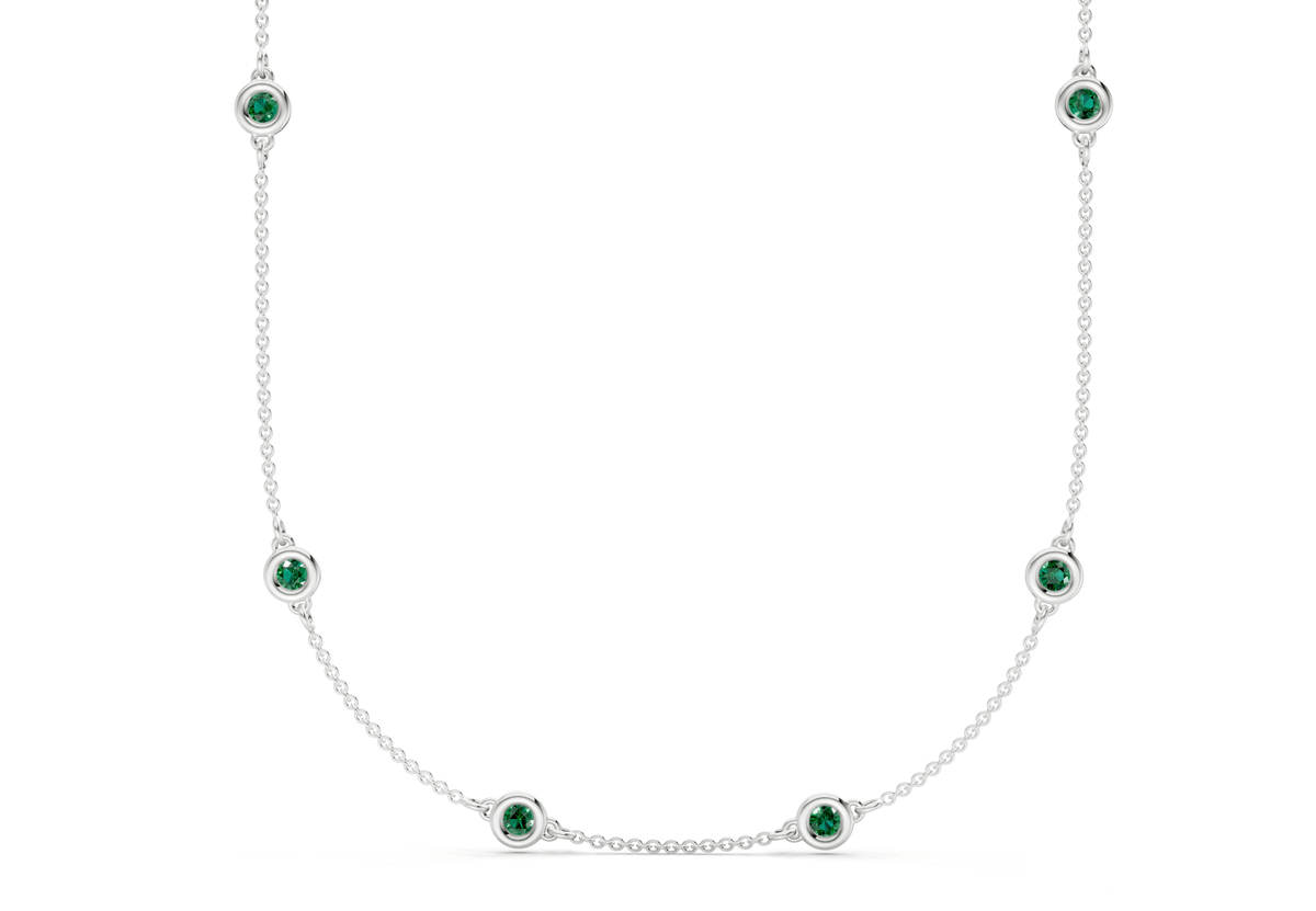 Harmony Emerald Gemstone Stationed Necklace ½ Carat Total Wt.