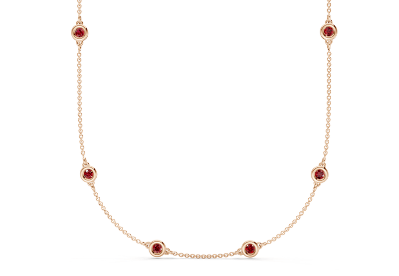 Harmony Ruby Gemstone Stationed Necklace 1½ Carat Total Wt. - Ring Premier