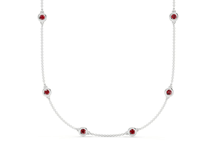 Harmony Ruby Gemstone Stationed Necklace 1½ Carat Total Wt. - Ring Premier