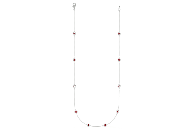 Harmony Ruby Gemstone Stationed Necklace 3½ Carat Total Wt. - Ring Premier
