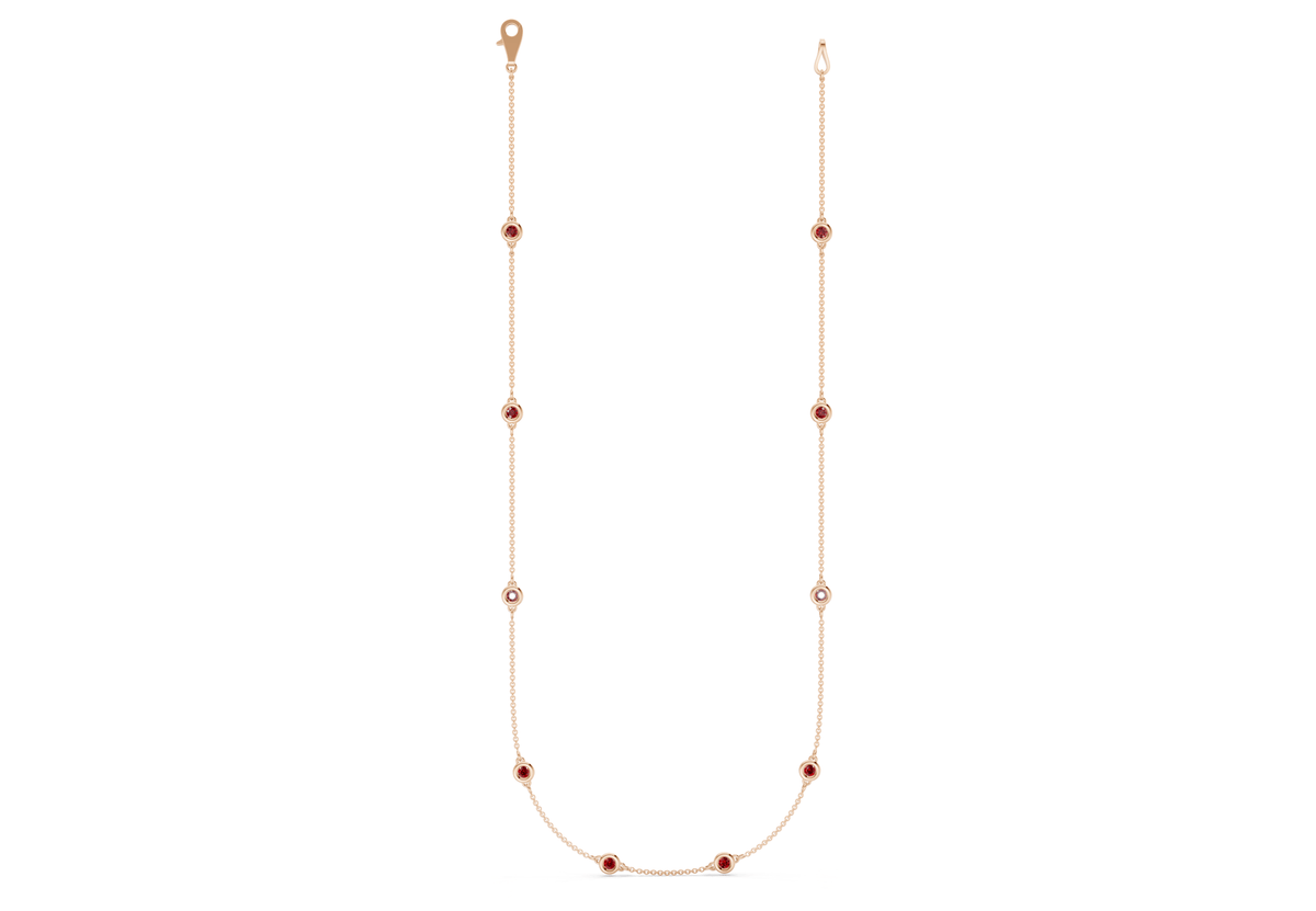 Harmony Ruby Gemstone Stationed Necklace 3½ Carat Total Wt.