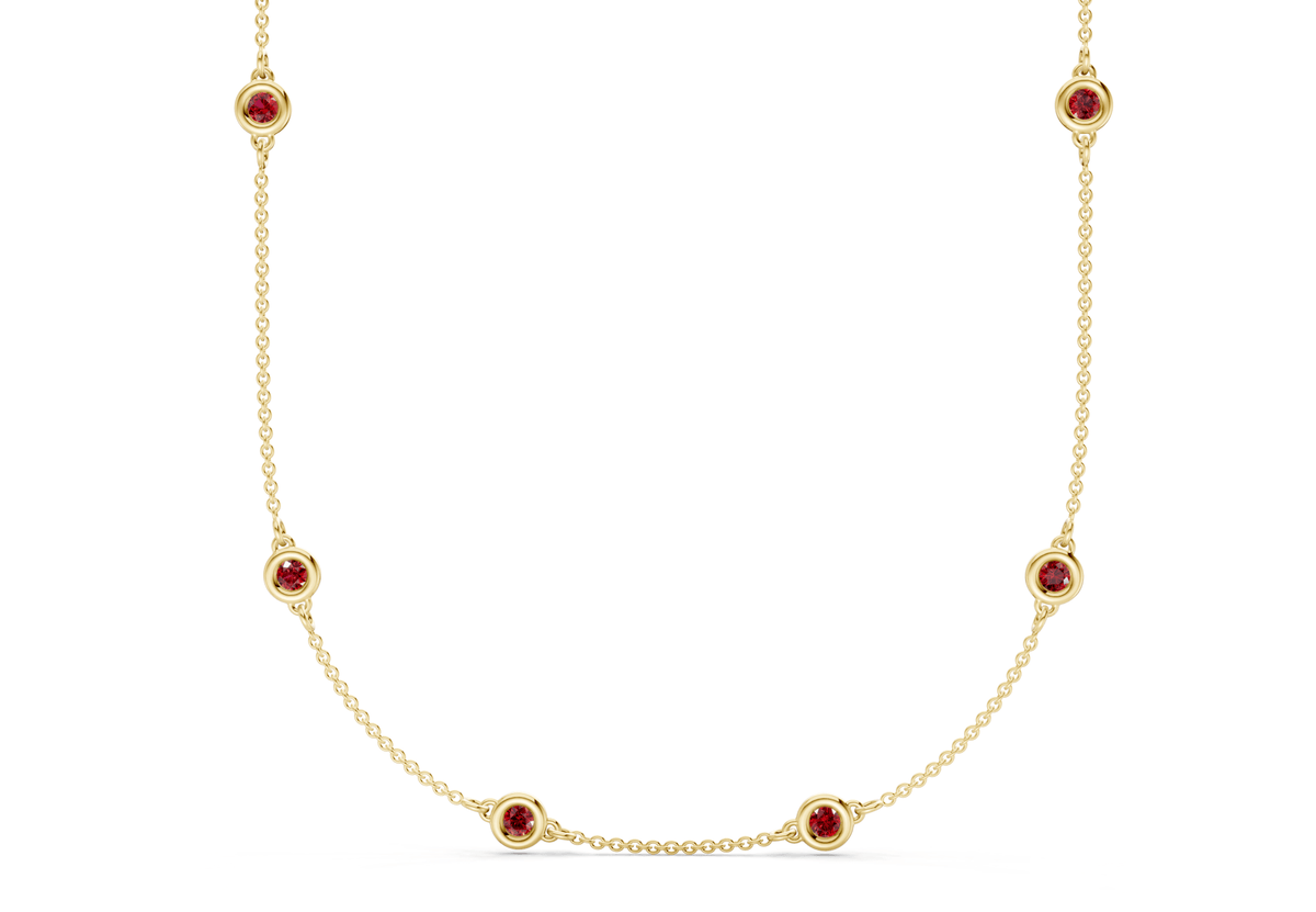 Harmony Ruby Gemstone Stationed Necklace ½ Carat Total Wt.