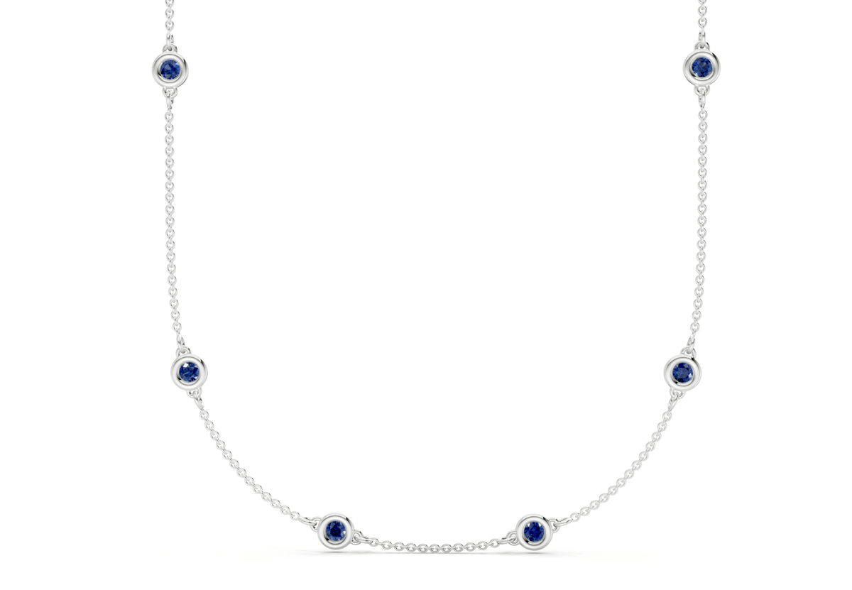 Harmony Sapphire Gemstone Stationed Necklace 1½ Carat Total Wt.