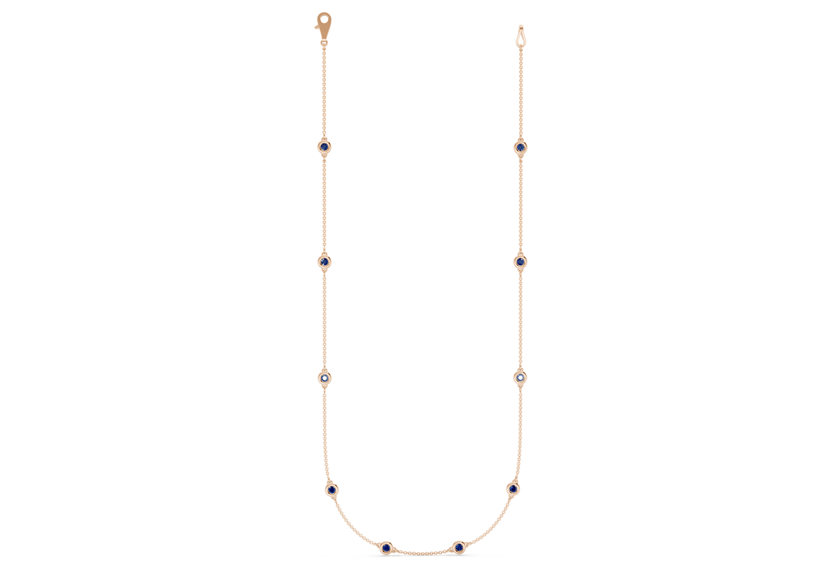 Harmony Sapphire Gemstone Stationed Necklace 1½ Carat Total Wt.