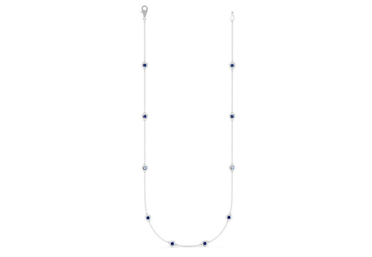 Harmony Sapphire Gemstone Stationed Necklace 2½ Carat Total Wt.