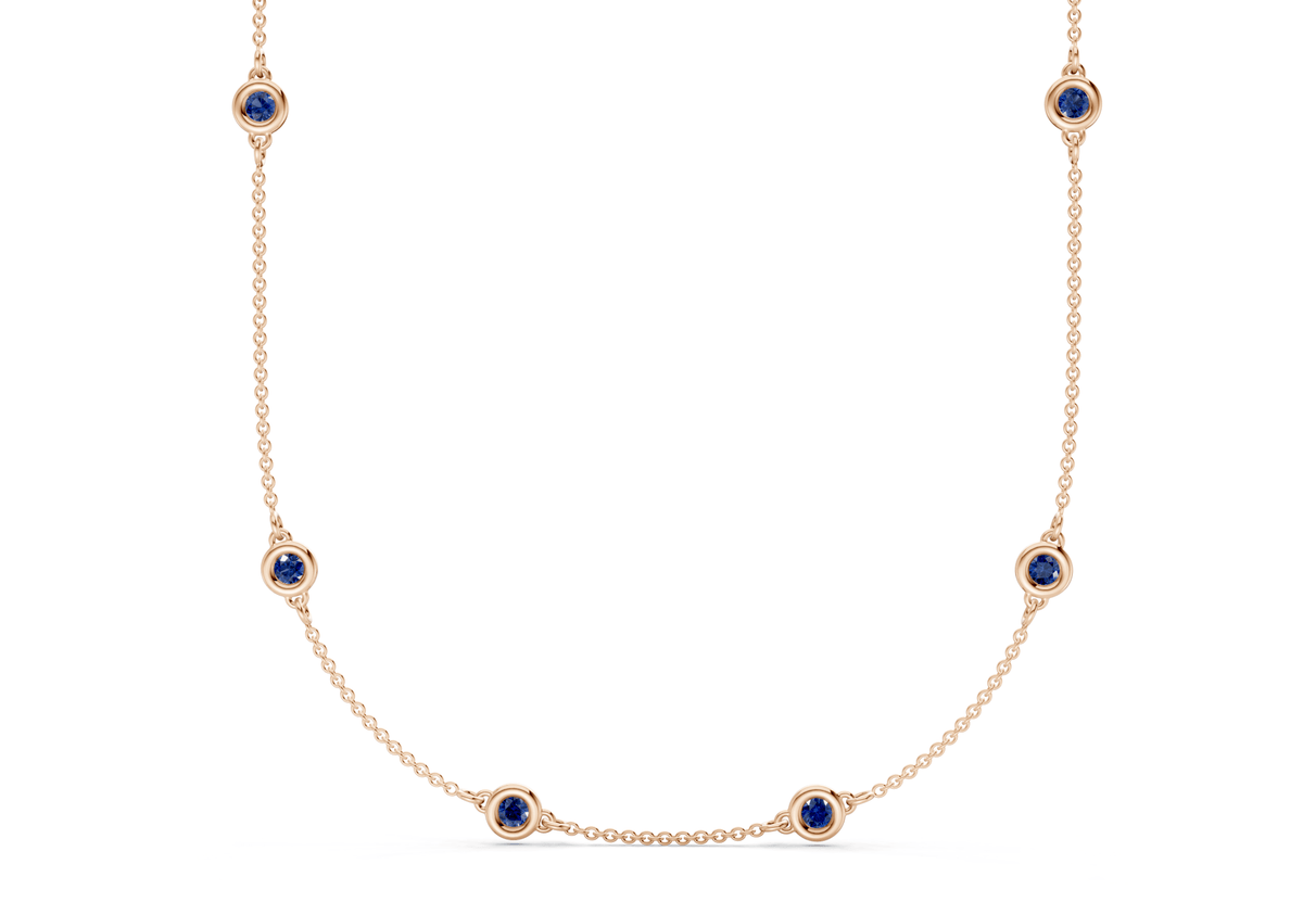 Harmony Sapphire Gemstone Stationed Necklace 2½ Carat Total Wt.
