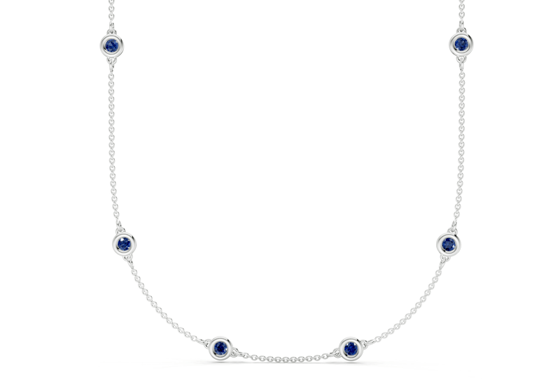 Harmony Sapphire Gemstone Stationed Necklace 3½ Carat Total Wt. - Ring Premier