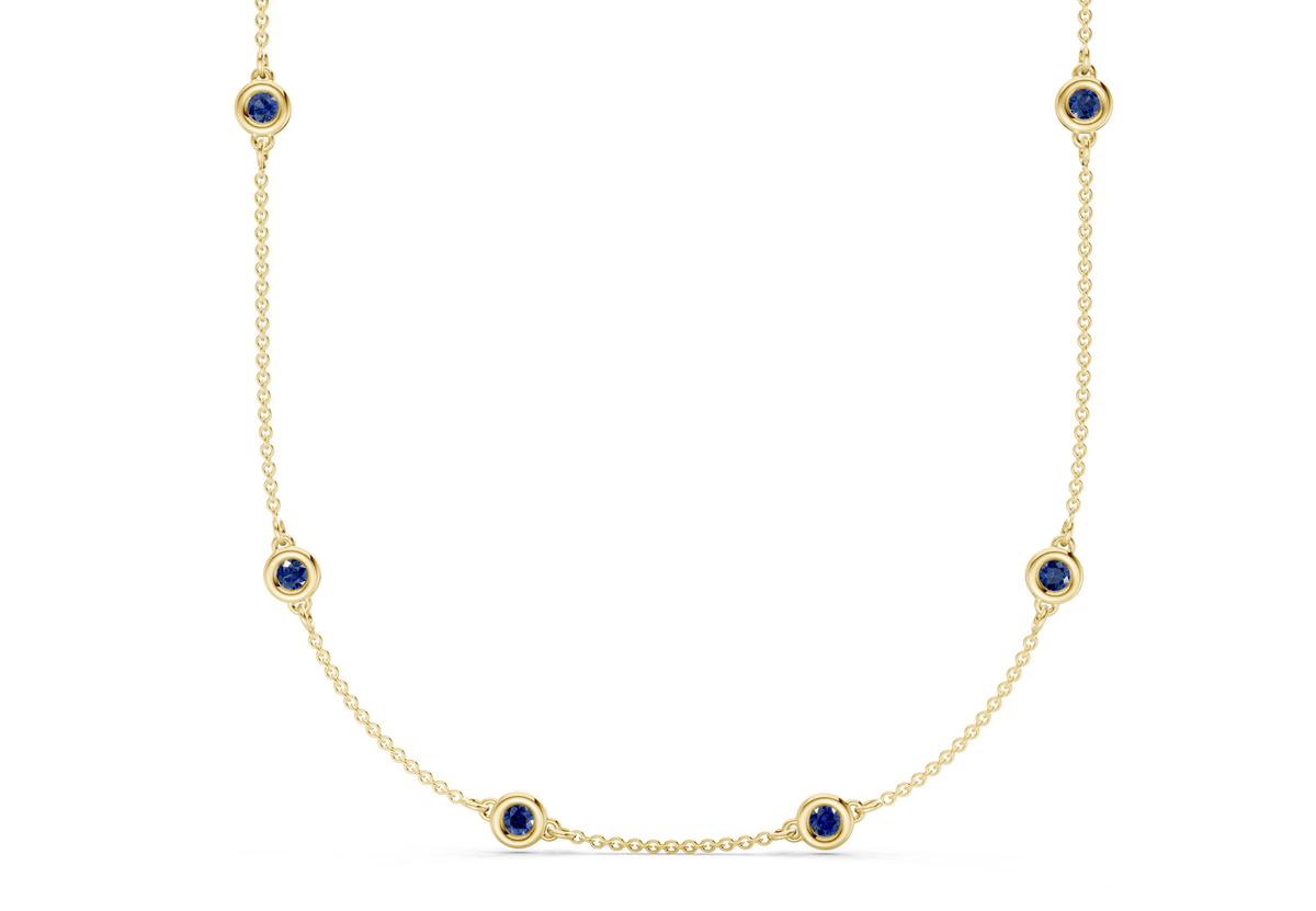 Harmony Sapphire Gemstone Stationed Necklace 3½ Carat Total Wt.