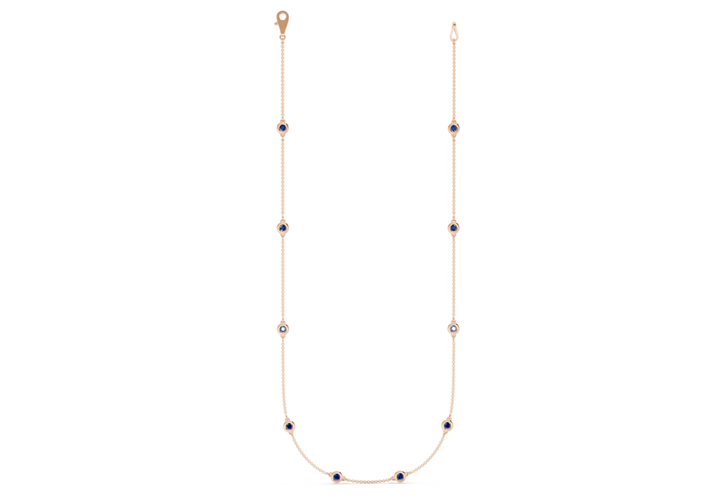 Harmony Sapphire Gemstone Stationed Necklace ½ Carat Total Wt. - Ring Premier