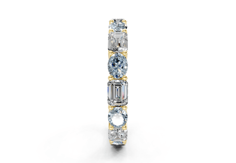 Lex Oval & Emerald Cut Blue Diamond Eternity Band 3 Carat Total Wt. - Ring Premier