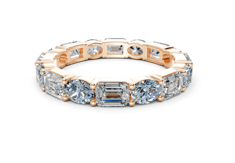 Lex Oval & Emerald Cut Blue Diamond Eternity Band 3 Carat Total Wt. - Ring Premier