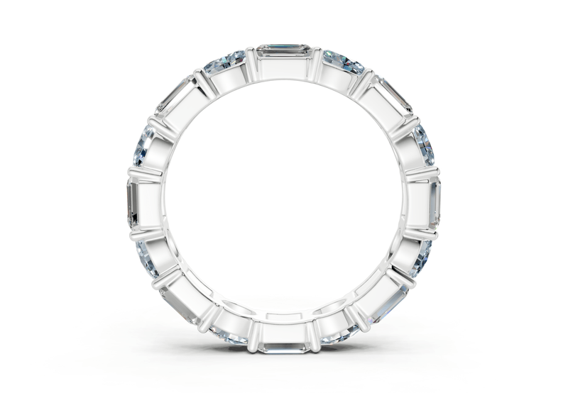 Lex Oval & Emerald Cut Blue Diamond Eternity Band 3 Carat Total Wt. - Ring Premier
