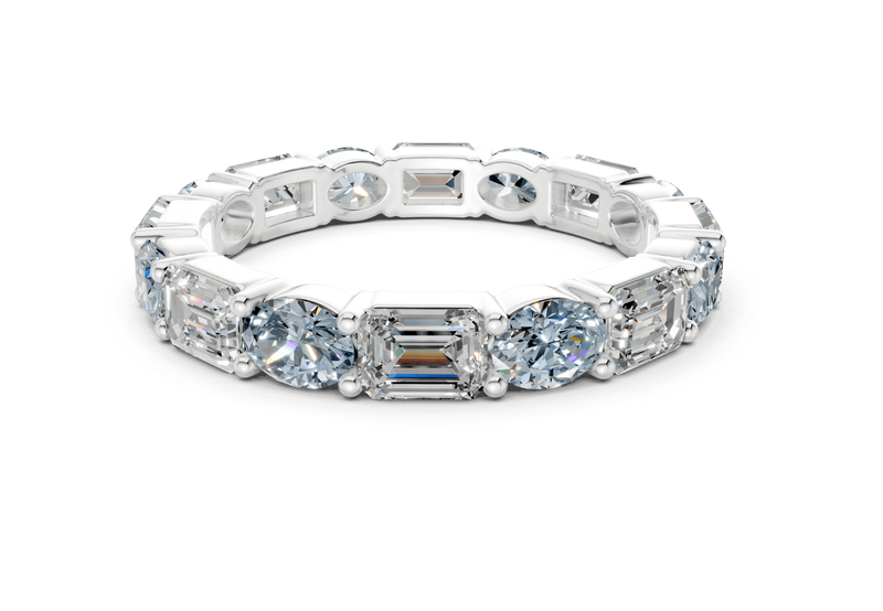 Lex Oval & Emerald Cut Blue Diamond Eternity Band 3 Carat Total Wt. - Ring Premier