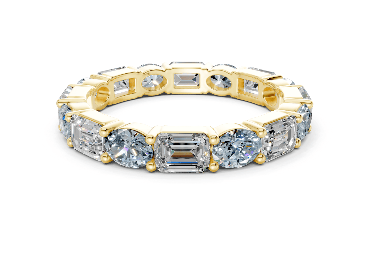 Lex Oval & Emerald Cut Blue Diamond Eternity Band 3 Carat Total Wt. - Ring Premier