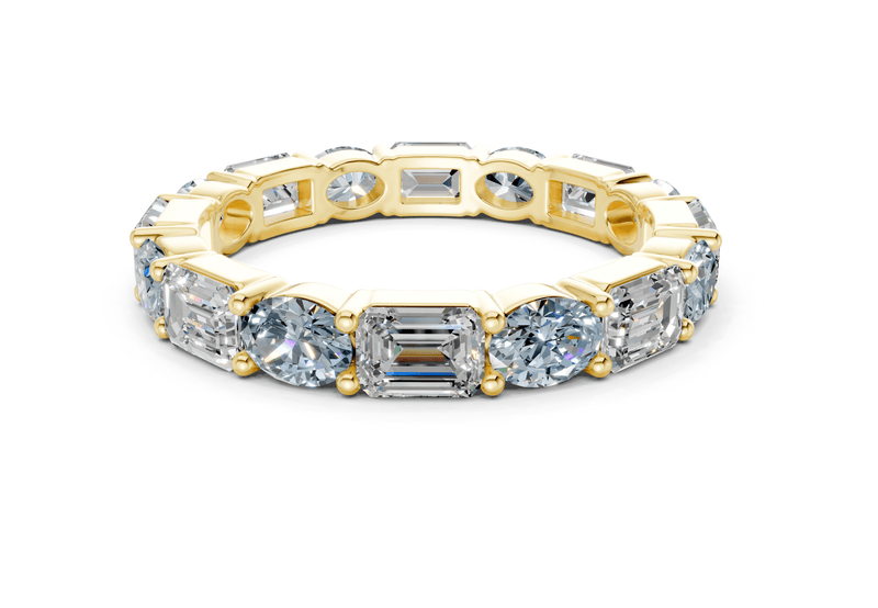 Lex Oval & Emerald Cut Blue Diamond Eternity Band 3 Carat Total Wt.