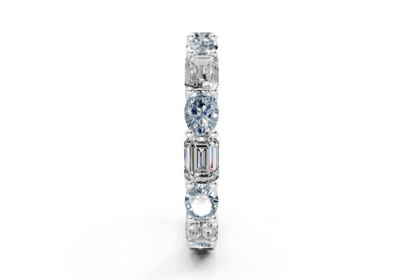 Lex Oval & Emerald Cut Blue Diamond Eternity Band 3 Carat Total Wt. - Ring Premier
