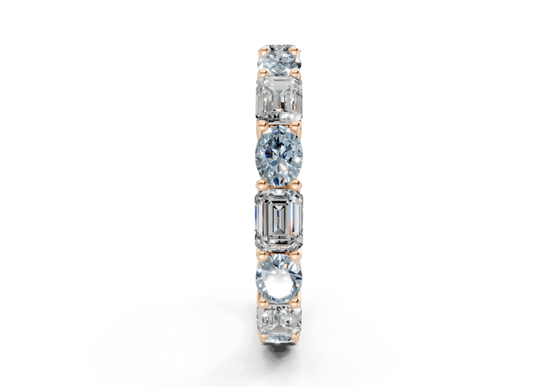 Lex Oval & Emerald Cut Blue Diamond Eternity Band 3 Carat Total Wt. - Ring Premier