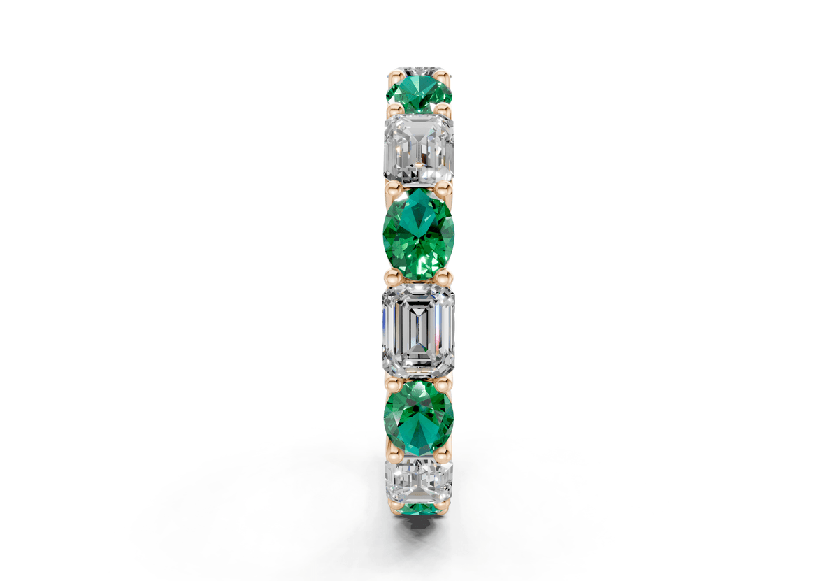 Lex Oval & Emerald Cut Emerald Gemstone Eternity Band 3 Carat Total Wt.