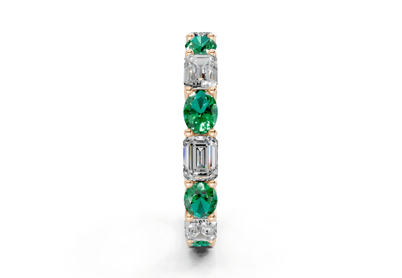 Lex Oval & Emerald Cut Emerald Gemstone Eternity Band 3 Carat Total Wt. - Ring Premier