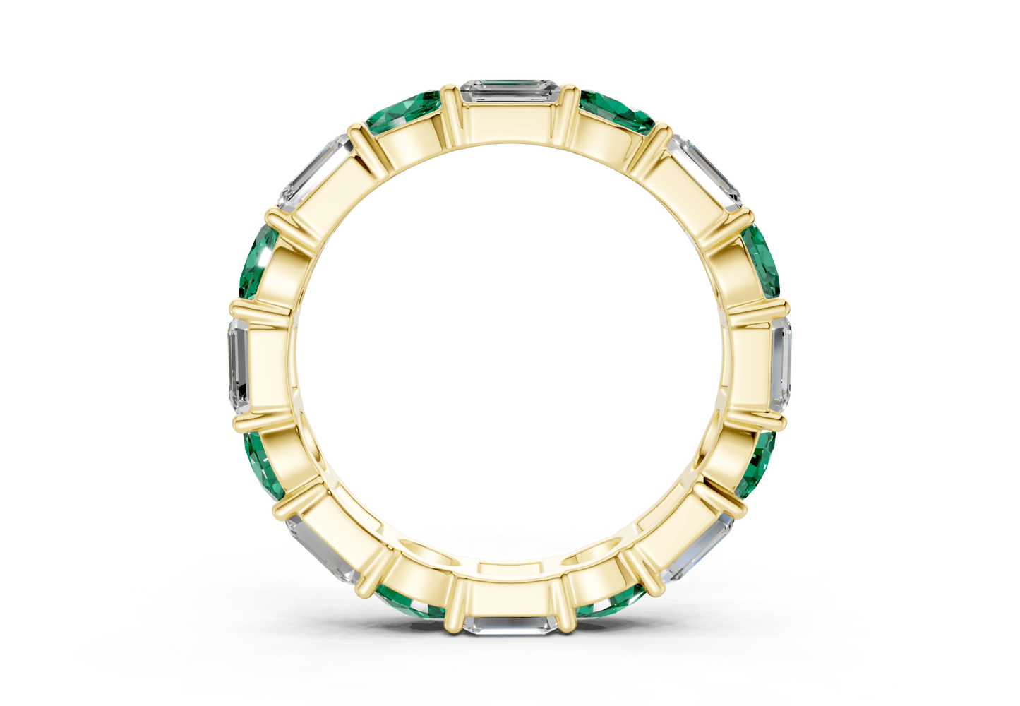 Lex Oval & Emerald Cut Emerald Gemstone Eternity Band 3 Carat Total Wt. - Ring Premier