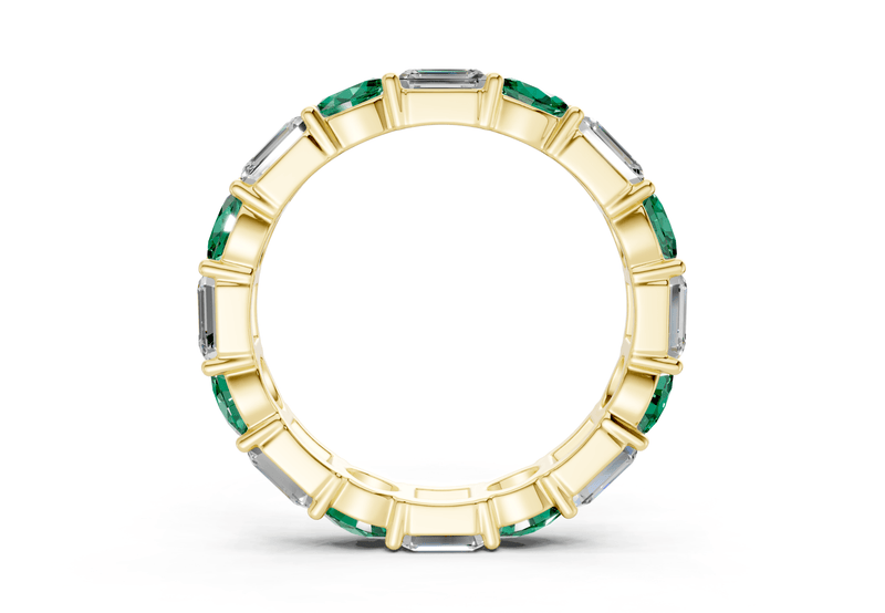 Lex Oval & Emerald Cut Emerald Gemstone Eternity Band 3 Carat Total Wt.