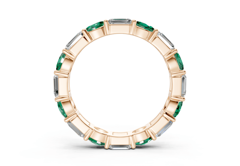 Lex Oval & Emerald Cut Emerald Gemstone Eternity Band 3 Carat Total Wt. - Ring Premier