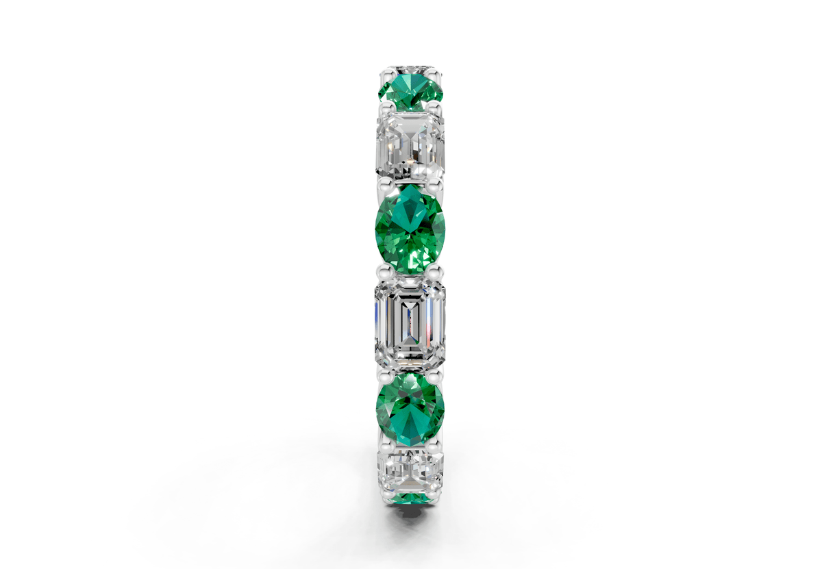 Lex Oval & Emerald Cut Emerald Gemstone Eternity Band 3 Carat Total Wt.