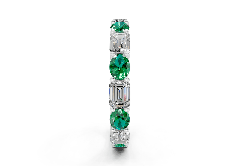 Lex Oval & Emerald Cut Emerald Gemstone Eternity Band 3 Carat Total Wt. - Ring Premier