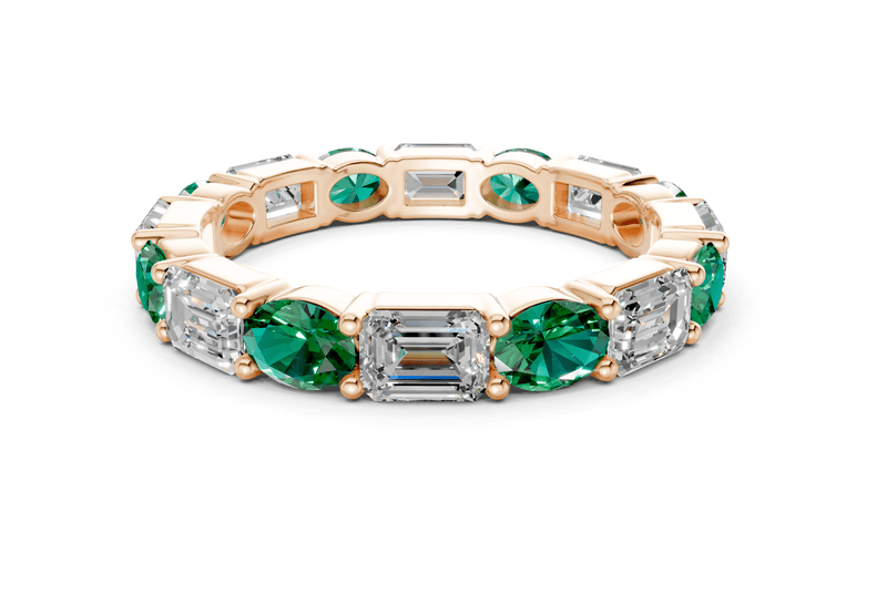 Lex Oval & Emerald Cut Emerald Gemstone Eternity Band 3 Carat Total Wt. - Ring Premier