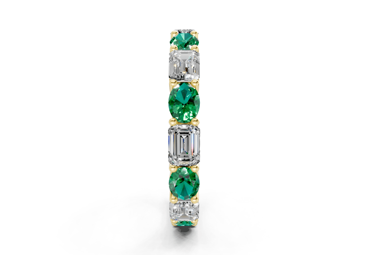 Lex Oval & Emerald Cut Emerald Gemstone Eternity Band 3 Carat Total Wt.