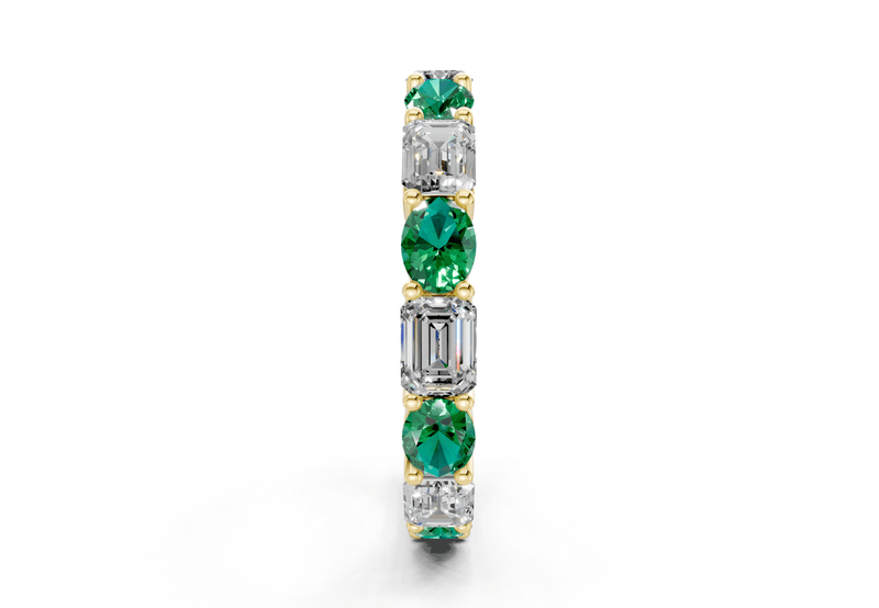 Lex Oval & Emerald Cut Emerald Gemstone Eternity Band 3 Carat Total Wt. - Ring Premier