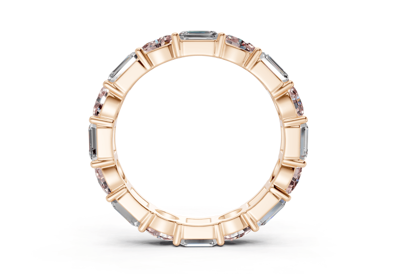 Lex Oval & Emerald Cut Pink Diamond Eternity Band 3 Carat Total Wt. - Ring Premier