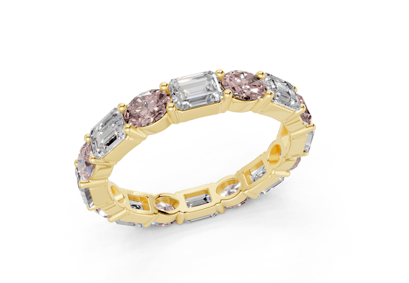Lex Oval & Emerald Cut Pink Diamond Eternity Band 3 Carat Total Wt. - Ring Premier