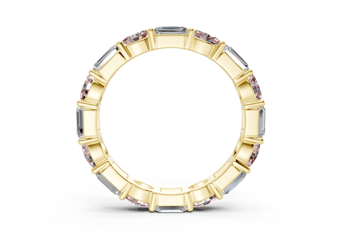 Lex Oval & Emerald Cut Pink Diamond Eternity Band 3 Carat Total Wt. - Ring Premier