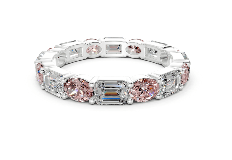 Lex Oval & Emerald Cut Pink Diamond Eternity Band 3 Carat Total Wt. - Ring Premier