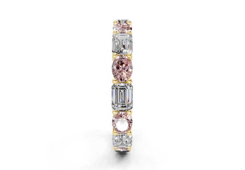 Lex Oval & Emerald Cut Pink Diamond Eternity Band 3 Carat Total Wt. - Ring Premier