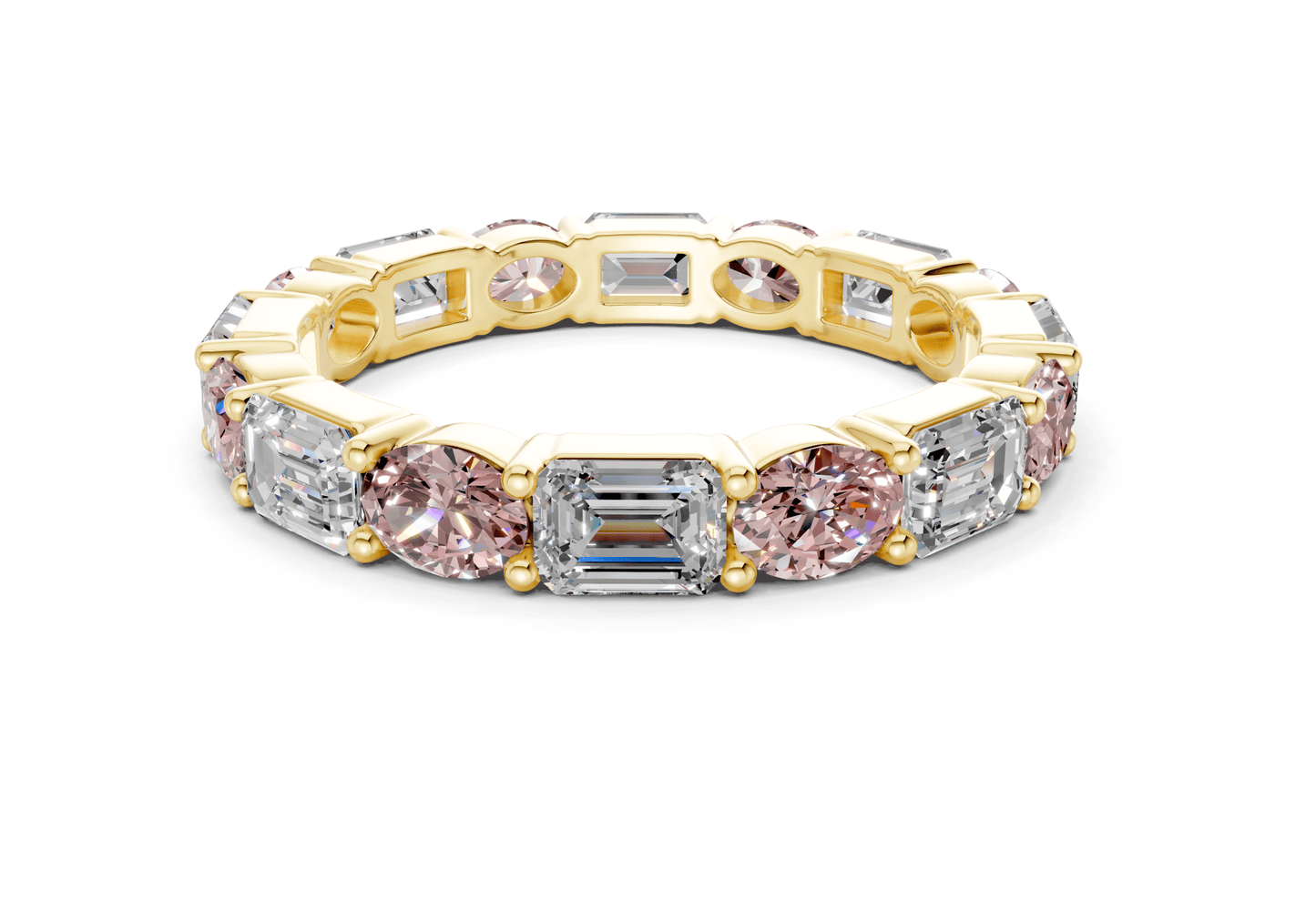 Lex Oval & Emerald Cut Pink Diamond Eternity Band 3 Carat Total Wt. - Ring Premier