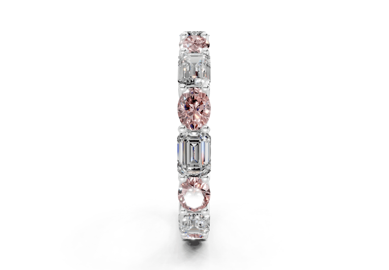 Lex Oval & Emerald Cut Pink Diamond Eternity Band 3 Carat Total Wt. - Ring Premier