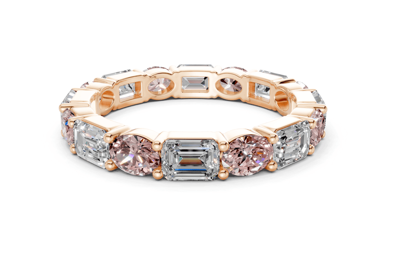 Lex Oval & Emerald Cut Pink Diamond Eternity Band 3 Carat Total Wt. - Ring Premier