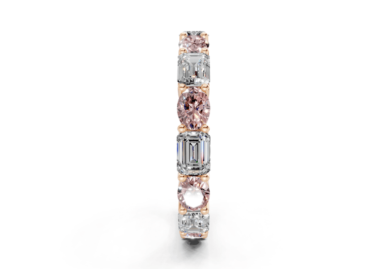 Lex Oval & Emerald Cut Pink Diamond Eternity Band 3 Carat Total Wt. - Ring Premier