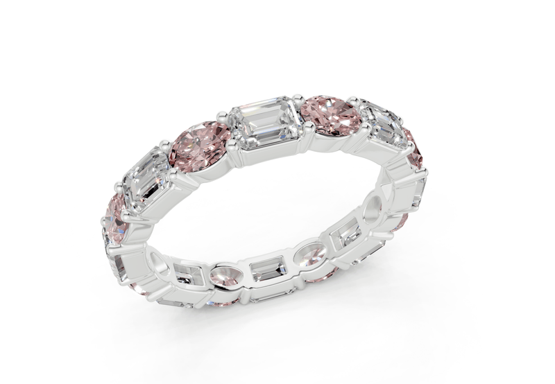 Lex Oval & Emerald Cut Pink Diamond Eternity Band 3 Carat Total Wt. - Ring Premier